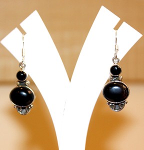 Ethnic 925 Sterling Silver <b>Black</b> <b>Onyx</b> Dangle <b>Earrings</b> Handcrafted Nepal for Wholesale Buyers - Product Image 2
