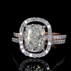 Anillos de diamantes Regalia Duo Lab Cojín Halo y contraste solitario ovalado en oro de 14K/18K - Product Image 3