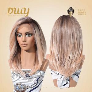 Siena-DWY Light Pink Glueless Synthetic <b>Wig</b> 136 Filter Lace Free Parting Shoulder Length Transparent Lace Color - Product Image 3