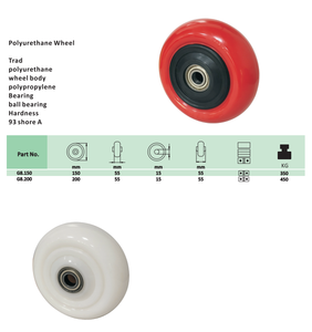 Guangdong Factory Direkt 150 200 mm Rund profil Rot PU Weiß PP Hochleistungs-Lenkräder mit Doppel kugellagern 6 8 Zoll - Product Image 3