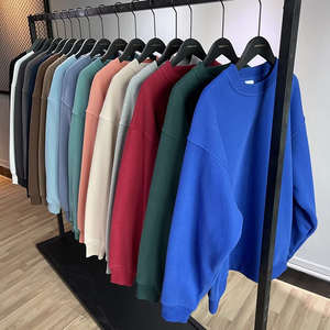 เสื้อฮู้ดดี้ผ้าฟลีซคอตตอนสีพื้นเรียบแบบมีโลโก้สั่งทำได้ สไตล์สตรีทแวร์คุณภาพสูง ทรงโอเวอร์ไซส์ ไหล่ตก สำหรับผู้หญิง - Product Image 1