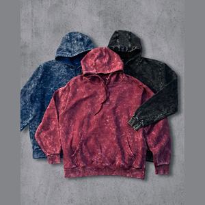 Sudadera con capucha para hombre con lavado ácido y efecto desgastado, bordado de logotipo personalizado, impresión digital, estilo pullover descolorido de invierno, 100% algodón de alto gramaje, color piedra - Product Image 1