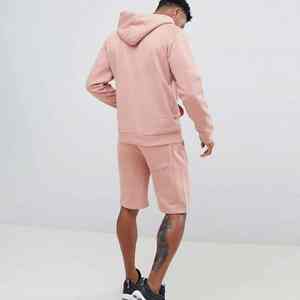 Sweat-shirt pull personnalisé imprimé couleurs délavées ensembles de shorts en coton épais ensemble de survêtements à capuche décontractés jogger pour hommes - Product Image 5