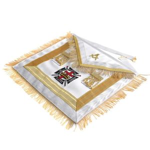 Tablier de Commanderie des <span class=keywords><strong>Templiers</strong></span> Blanc et Or, Broderie Machine, Franges, Artisanat <span class=keywords><strong>Franc</strong></span>-<span class=keywords><strong>Maçon</strong></span>, Broderie au Point de Croix, Écologique - Product Image 2