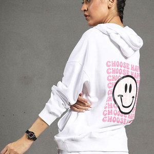 Sweats à capuche personnalisés de haute qualité en coton et polyester pour femmes grande taille Vêtements de rue décontractés à épaules tombantes sur le devant pour l'hiver Vêtements solides - Product Image 1
