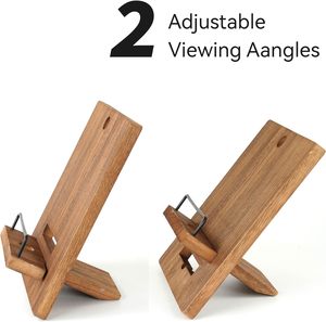 Soporte de madera para libros de cocina, soporte para recetas: soporte para libros de cocina de granja para mostrador de cocina, soporte ajustable rústico - Product Image 2