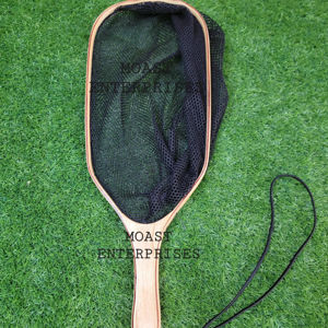 Red de aterrizaje para pesca con mosca, marco de mango de madera, Red de captura y liberación, red de pesca de goma ligera portátil, red para trucha - Product Image 1