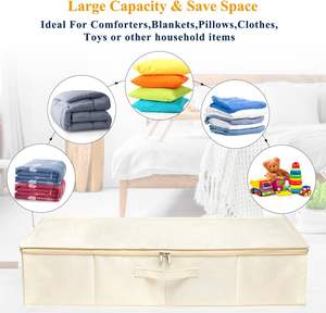 Skymoving nouveau 2 pièces organisateur de rangement en tissu Non tissé boîtes de rangement et bacs boîtes à vêtements pliables stockage sous lit avec couvercle - Product Image 3