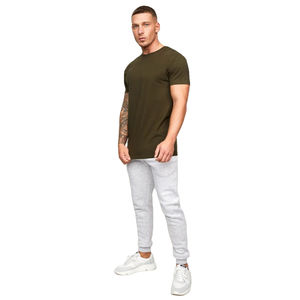T-shirt à manches courtes basique 100% coton pour homme avec logo personnalisé T-shirts Streetwear anti-rides à motif uni pour homme - Product Image 3