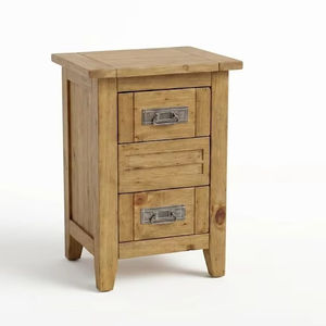 Table d'appoint moderne avec 2 tiroirs, couleur naturelle, bois d'hévéa, MDF, meubles de salon et de salle à manger - Product Image 1