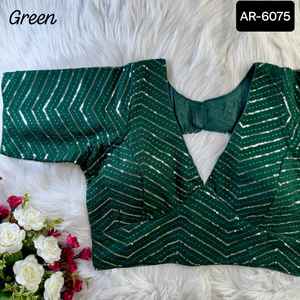 ชุดส่าหรีผ้าไหมออร์แกนซ่าสุดสวยทันสมัยพร้อมงานปักเลื่อมแฟนซีเสื้อสำหรับงานแต่งงาน - Product Image 5