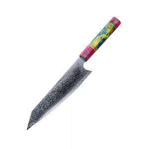 Cuchillo de chef de cocina de Damasco, gran oferta, mango de resina de 13 pulgadas de alta calidad con cubierta de cuero. - Product Image 1