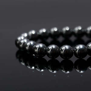 8 mm Smooth Round Hematite Bead 7 Inches Grounding Crystal <b>Bracelet</b> in Grey for Crystal Fans and Collectors - Product Image 5