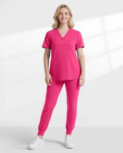 Uniformes de enfermería conjuntos para mujeres trajes de limpieza médica algodón poliéster Spandex tela Jogger pantalones al por mayor con chaquetas - Product Image 4