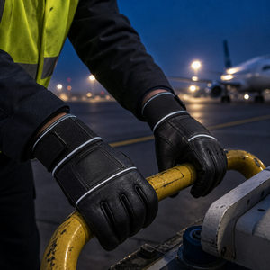 High Visibility <b>Ground</b> Crew Flight Gloves Reflective Piping Fur Palm Pilot Beach Breathable Wrist-length Manufacturer - Product Image 4