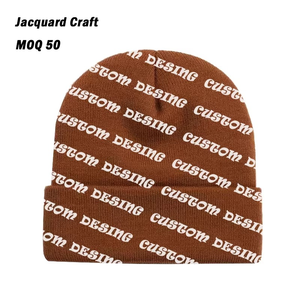 Promotion en gros Logo de broderie personnalisé solide chaud Tuque hiver Designer acrylique Jacquard néon bonnet tricoté chapeau d'hiver - Product Image 5