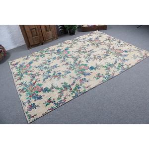 Alfombra Vintage de 5.7x8.4 pies, Alfombra Turca Grande, Alfombra con Estampado Animal Azul y Rojo - Product Image 2