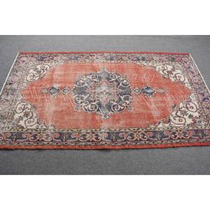 Tapis Vintage en Laine Rouge Bleu Patchwork 39x7ft Grande Surface Support en Latex Motif Abstrait pour Entrée Chambre Rectangle Couloir - Product Image 3