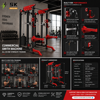 Máquina de entrenamiento funcional SK Fitness Center con doble cable cruzado, estación de gimnasio con barra Smith, equipo de fuerza para gimnasios de hotel, set profesional para gimnasio.