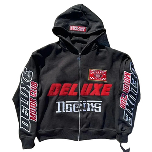 Sudadera con capucha bordada de algodón 2025 para hombre 100 con diamantes de imitación en la capucha con cremallera, sudaderas con capucha totalmente personalizadas para hombre - Product Image 1