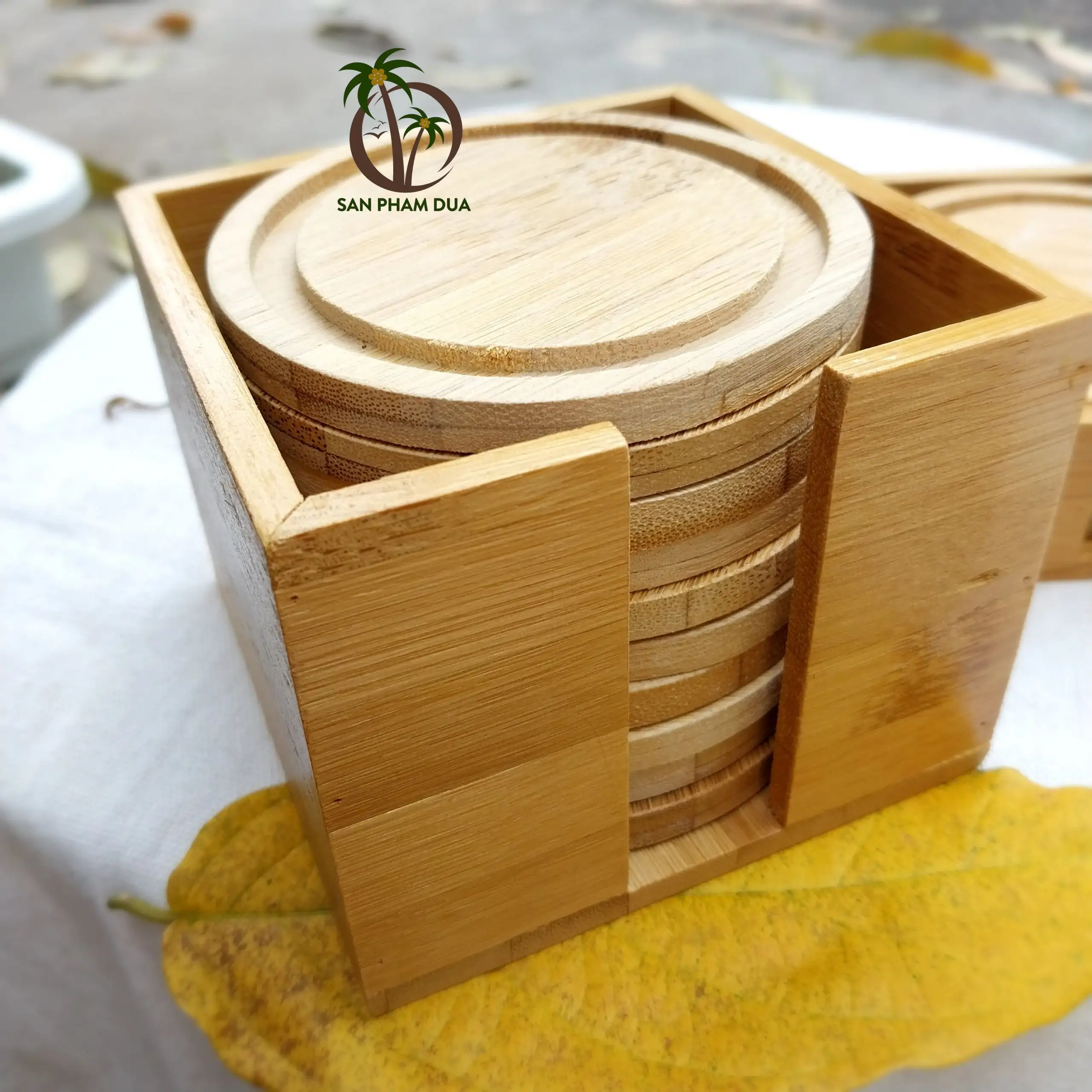 Posavasos de bambú ecológico, juego de posavasos de bambú ecológico para taza, venta al por mayor, en VIETNAM