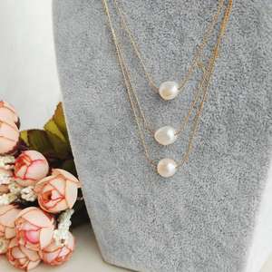 Collier de perles baroques de 16 pouces Perles d'eau douce irrégulières Argent sterling 925 Plaqué or 14K Certifié IGI de haute qualité - Product Image 5