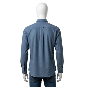 Tela de sarga transpirable Camisa para hombre Mezcla de algodón suave Manga larga Casual Business Formal Wear Cómodo Traje de oficina con estilo - Product Image 3