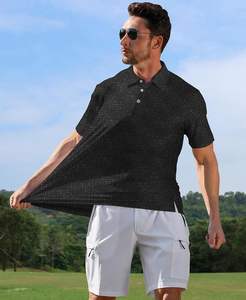 เสื้อโปโลแขนสั้นพิมพ์ลายสำหรับผู้ชาย, เสื้อโปโลแห้งเร็วระบายอากาศได้ดีผ้าถักลายทางสำหรับฤดูร้อน - Product Image 4