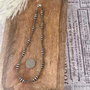 Collier de perles sterling de 18 pouces de 3mm à 8mm enfilé à la main en argent sterling élégant cadeau de bijoux faits à la main - Product Image 4