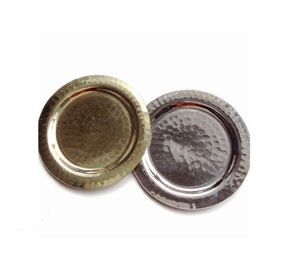 Sous-verre en métal doré martelé fait à la main personnalisé trois pièces pour la décoration de la maison ou du mariage prix de gros - Product Image 4