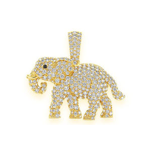 จี้ทองคำแท้ 10K แบบปรับแต่งได้ สไตล์ฮิปฮอป ประดับเพชรธรรมชาติรูปช้าง เพชรเลี้ยงในห้องปฏิบัติการ สร้อยคอเสริมโชคดี ของขวัญ - Product Image 1