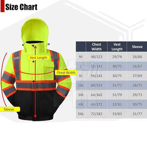 Chaqueta de seguridad a prueba de viento de alta visibilidad para hombre para invierno 100% poliéster de alta calidad personalizable con características reflectantes y soporte de logotipo - Product Image 6
