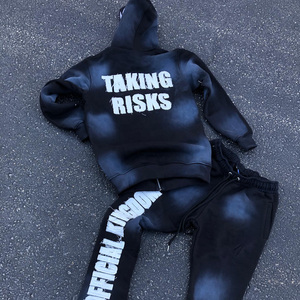 ชุดสเวตเตอร์ผ้าฝ้ายกันลมระบายอากาศมีฮู้ดชุดกางเกงขาบานมีซิปพิมพ์โลโก้ออกแบบได้ตามต้องการ - Product Image 6