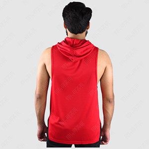 Men's Embroidered <b>Sleeveless</b> <b>Hoodie</b> Vest Gym Workout Clothing Customizable Color & Logo 100% Cotton Breathable Windproof - Product Image 3