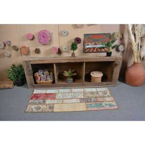 Vintage Turkish Small Rug 2x4.9 ft, <b>Red</b> <b>Wool</b> Rug - Product Image 3