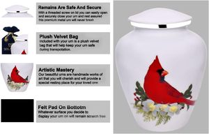Urna para adultos Urna de cremación de pájaro Cardenal rojo | Urna conmemorativa para adultos de cenizas humanas, entierro, urnas de cremación funeraria | 200 pulgadas cúbicas - Product Image 3