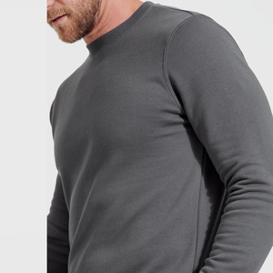 Jersey de felpa francesa con cuello redondo para hombre, suéter clásico de mezcla de algodón con cuello redondo, esencial para hombre - Product Image 2