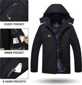 Parka de esquí y snowboard de invierno para hombre Chaqueta térmica con aislamiento de lana resistente al agua con capucha impermeable - Product Image 2