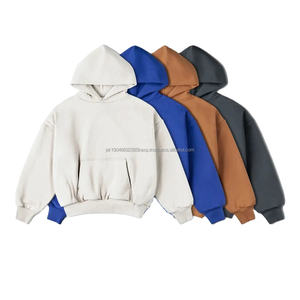 Sweat-shirts à capuche personnalisés 400 g/m², 100 % coton, lourds, surdimensionnés, courts, pour hommes - Product Image 1