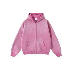 Custom Streetwear Distressed Acid Wash Hoodies Fabricante personalizado Sun Faded 3D Puff Print Hoodie - Product Image 5