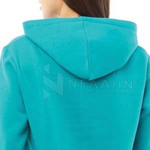 Sudaderas con capucha de algodón y poliéster de secado rápido para mujer, tejido de punto de invierno, manga larga, logotipo impreso, capucha frontal, longitud corta - Product Image 6