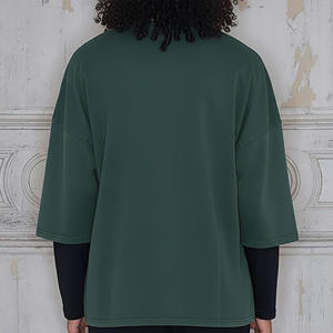 เสื้อยืดคอกลมแขนยาวทรงบ็อกซี่ สีพื้น คุณภาพสูง ทรงหลวม สไตล์สตรีทแฟชั่น สำหรับผู้ชาย รับสกรีนโลโก้ - Product Image 5