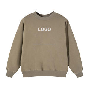 Sudadera con capucha de felpa francesa logotipo personalizado bordado algodón en blanco peso pesado Unisex de gran tamaño cuello redondo Sudadera de cuello redondo - Product Image 1