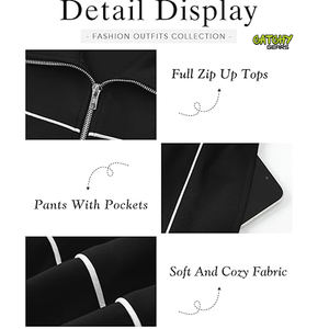 2024 personnalisé femmes survêtements fermeture éclair haut court et joggeurs femmes tenue vêtements de sport deux pièces ensemble femmes vêtements - Product Image 2