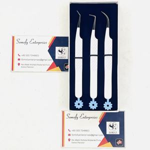 Pinces à épiler professionnelles en acier inoxydable, pointe en fibre à prise diamantée nano, 45/75/90 degrés, pinces à épiler pour extensions de cils en volume - Product Image 2