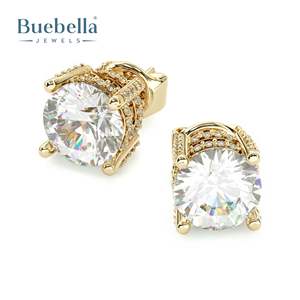 Offre Spéciale 925 argent 18k or massif brillant coupe ronde Double Halo boucles d'oreilles femmes bijoux fins - Product Image 1