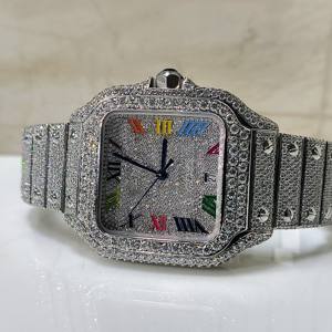 Reloj de Alta Calidad con Moissanita VVS para Hombre y Mujer, Caja Cuadrada de Acero Inoxidable, Esfera Analógica, Estilo Hip Hop Iced, Edición Limitada ETA - Product Image 4