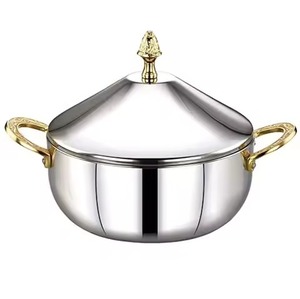 Casserole ronde chaude en métal couleur or tendance en laiton servant des aliments Hot Pot Hot Case - Product Image 4