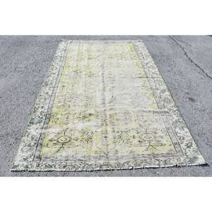 Classique Vert Beige Patchwork Laine Tapis 5.7X8.9 pieds Turc Aubusson Conception pour Salon Chevet Couloir Latex Rectangle - Product Image 1