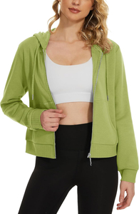 Sweats à capuche zippés pour femme, sweats en coton uni personnalisés avec logo sur le devant pour l'hiver - Product Image 3